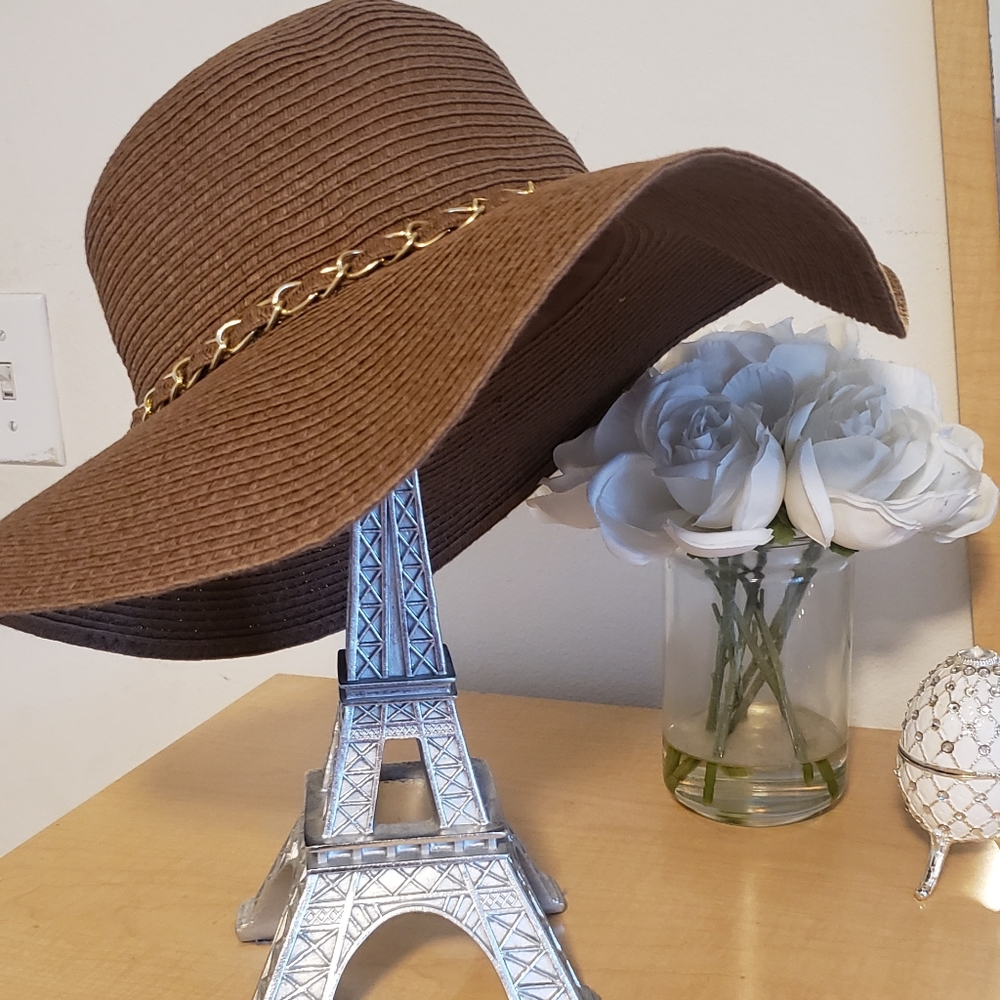Black & Brown Big Straw Beach Sun Hat